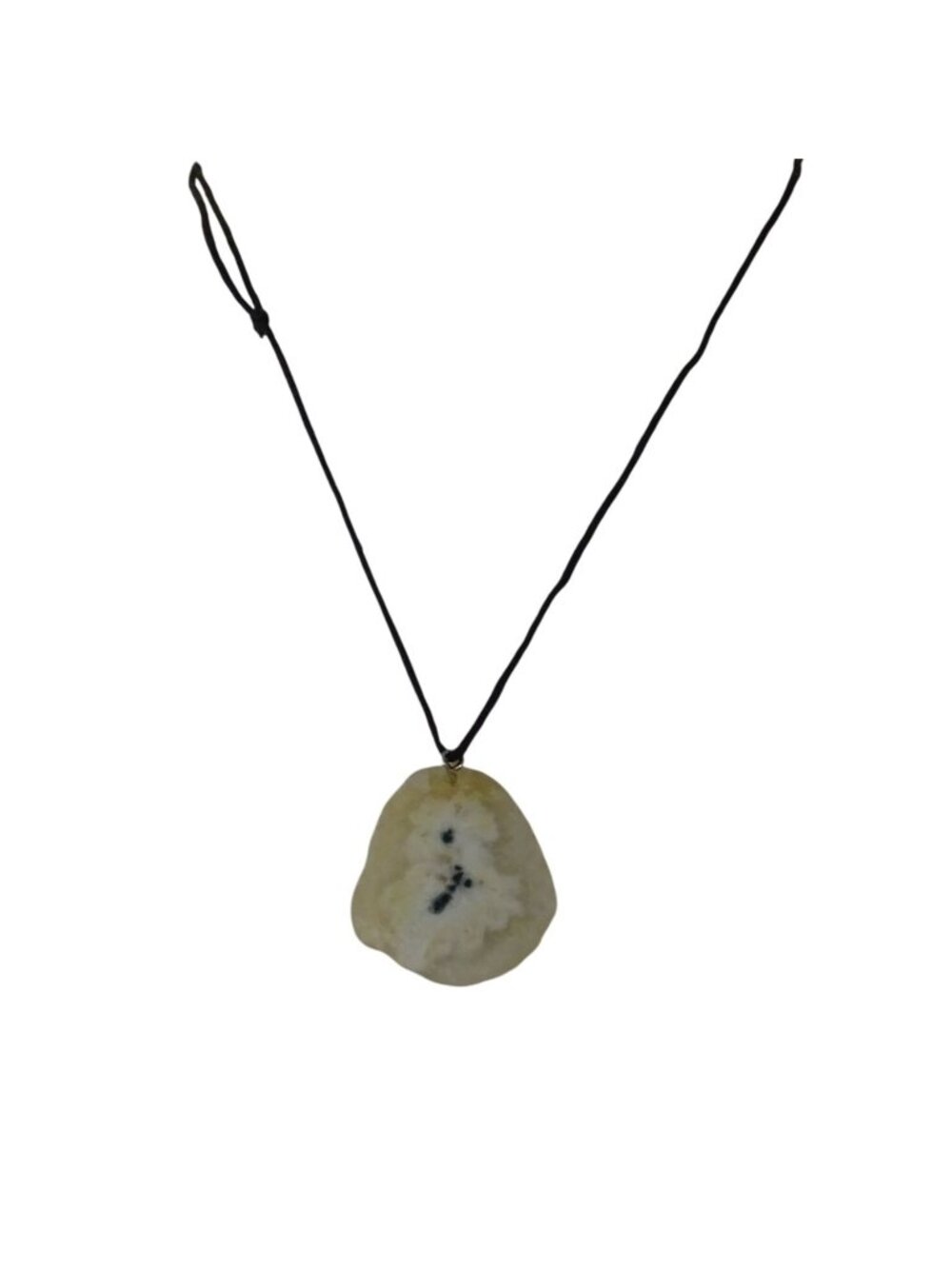 Agate Slice Pendant Necklace Black Cord Boho Natural Stone Minimalist Unisex